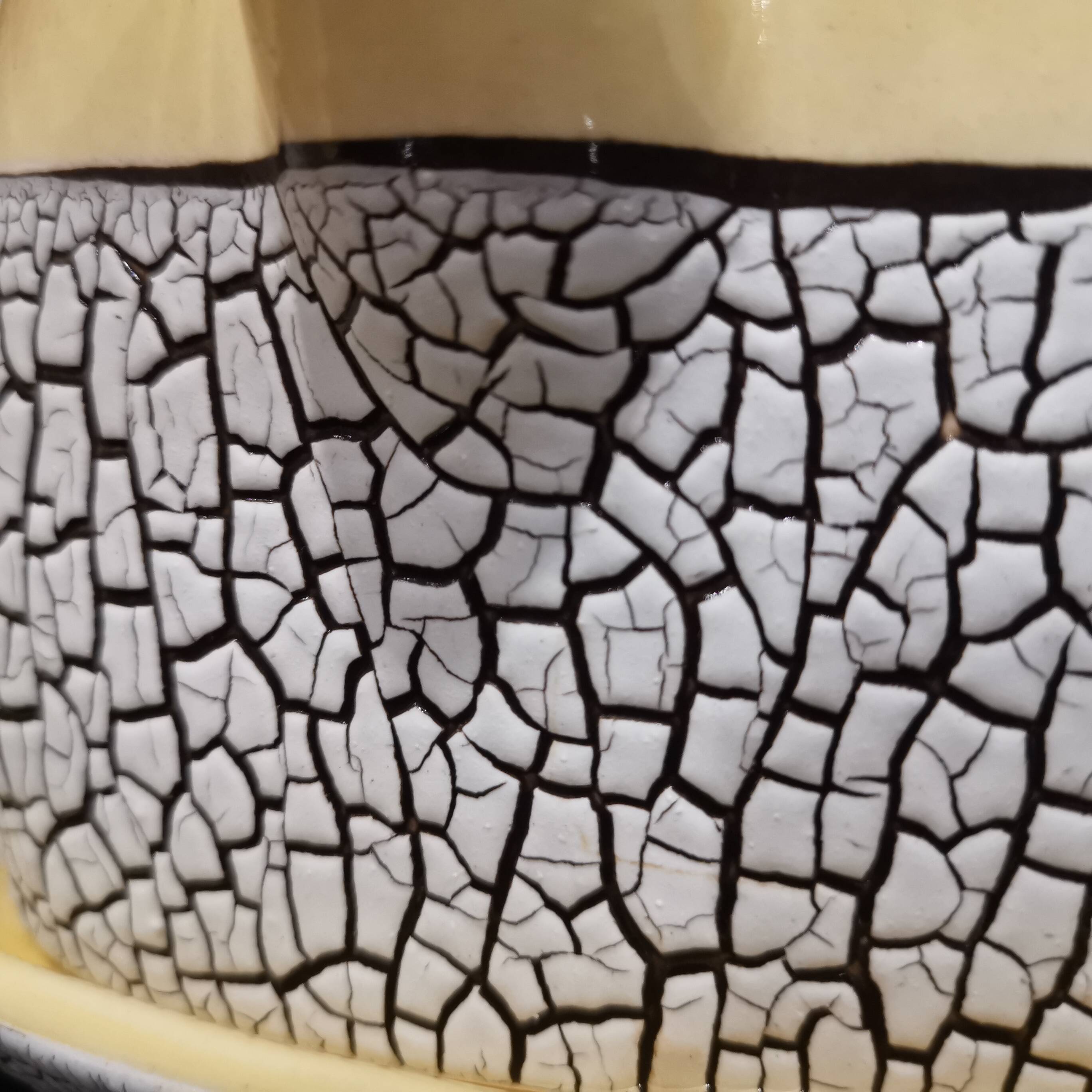 Cracked yellow Bat Trang tea set made in Vietnam