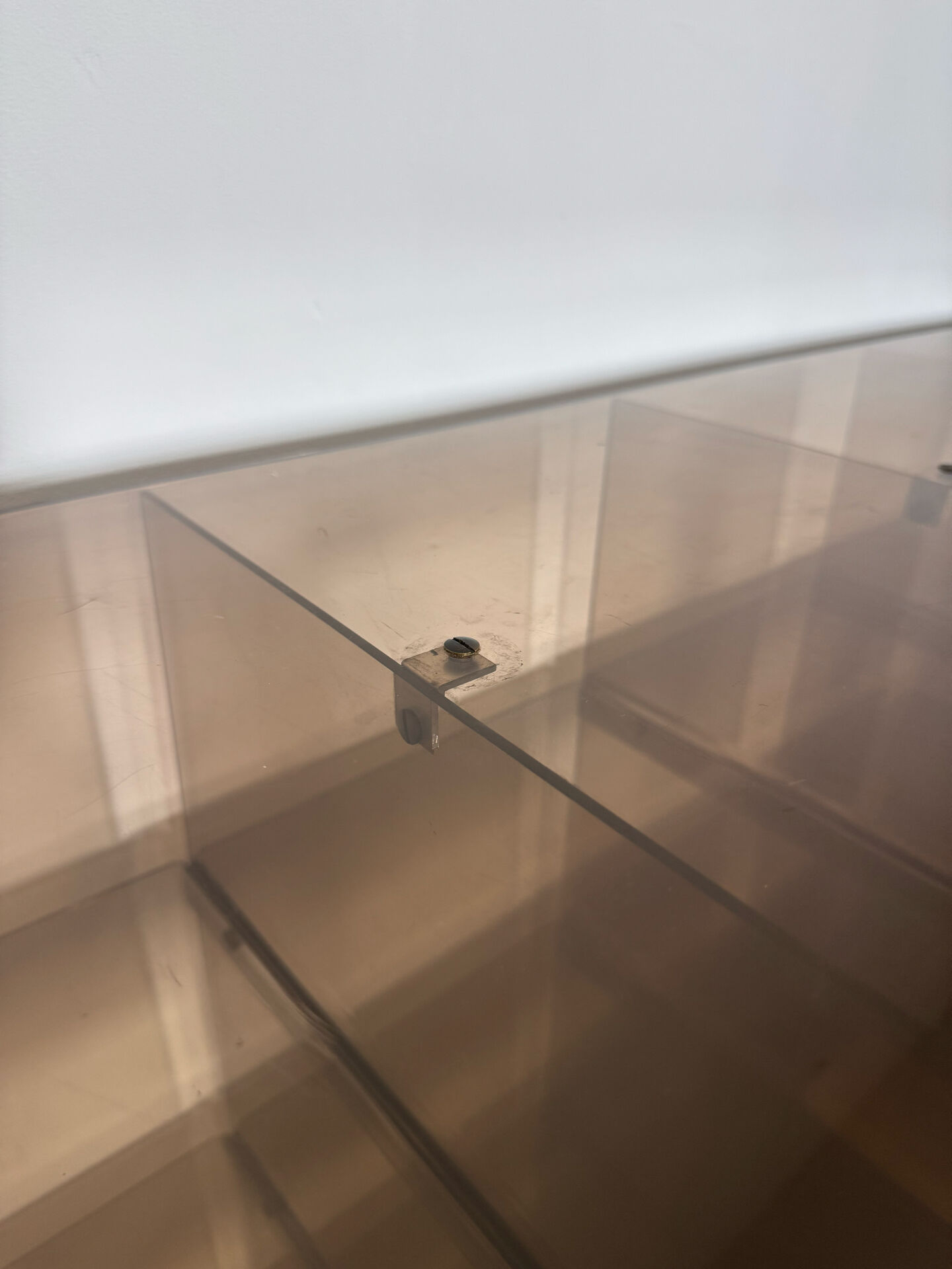 Shelf - library with 24 smoked plexiglass compartments by Michel Dumas