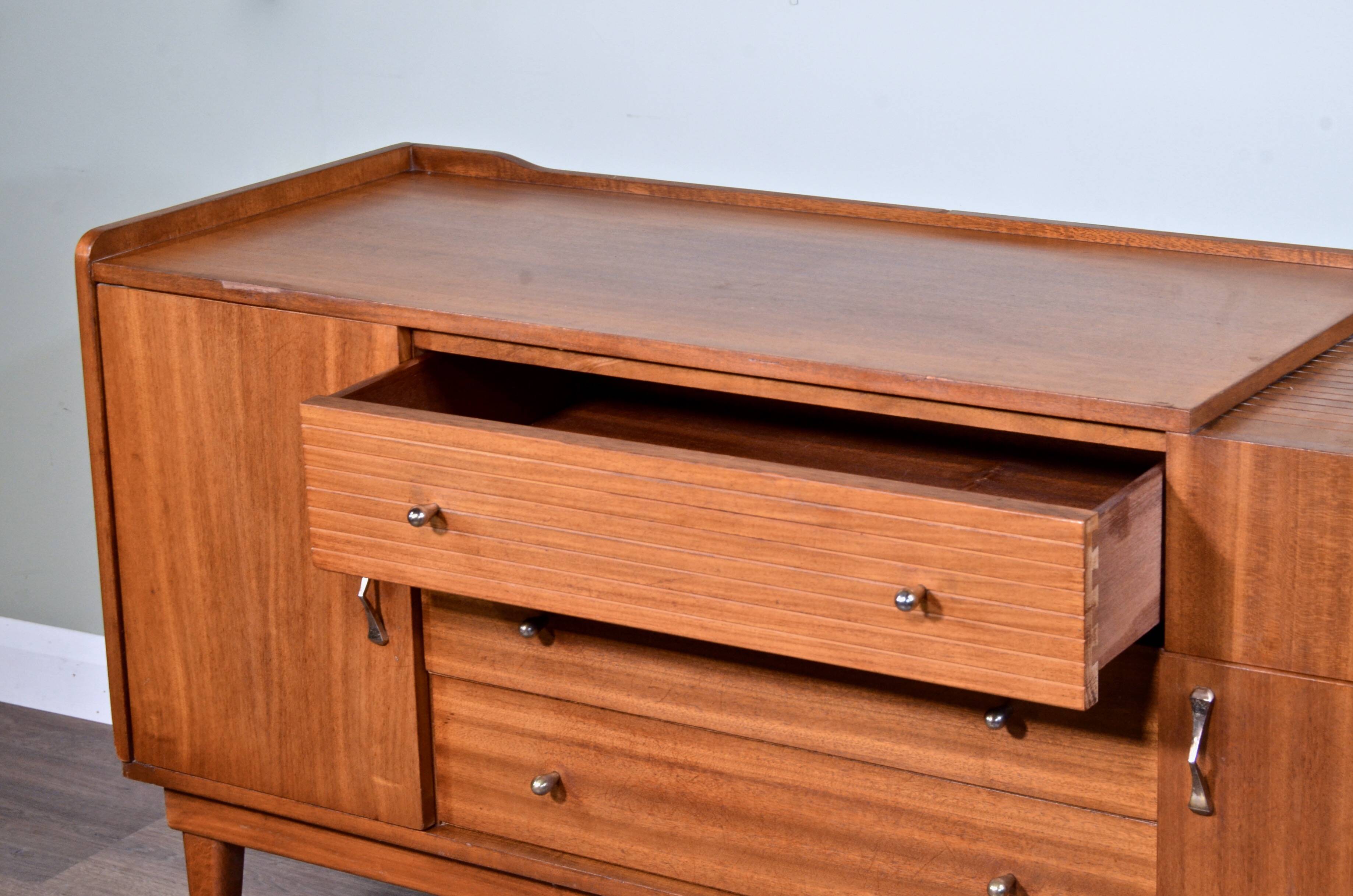 Midcentury Petite Sideboard / Cabinet In Teak From Austinsuite. Vintage Mod