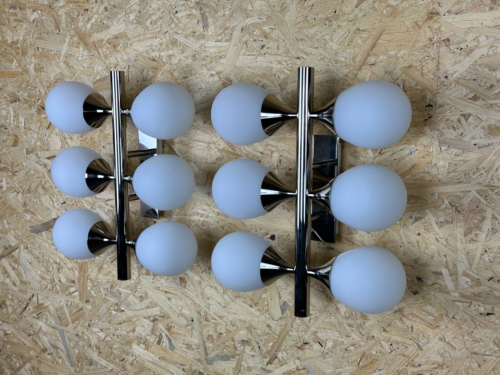 2x 60s 70s 6-bulb Sputnik wall lights by Kaiser Leuchten opal glass