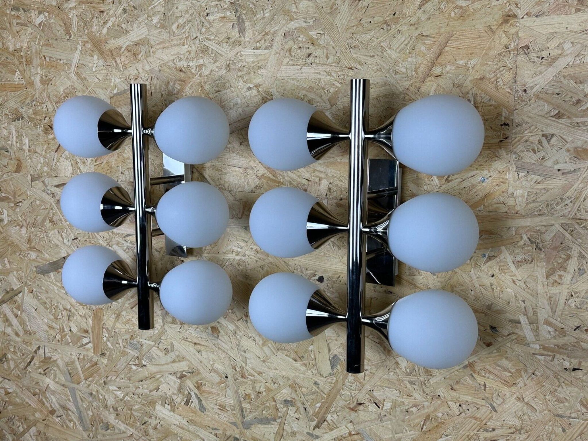 2x 60s 70s 6-bulb Sputnik wall lights by Kaiser Leuchten opal glass