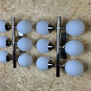 2x 60s 70s 6-bulb Sputnik wall lights by Kaiser Leuchten opal glass