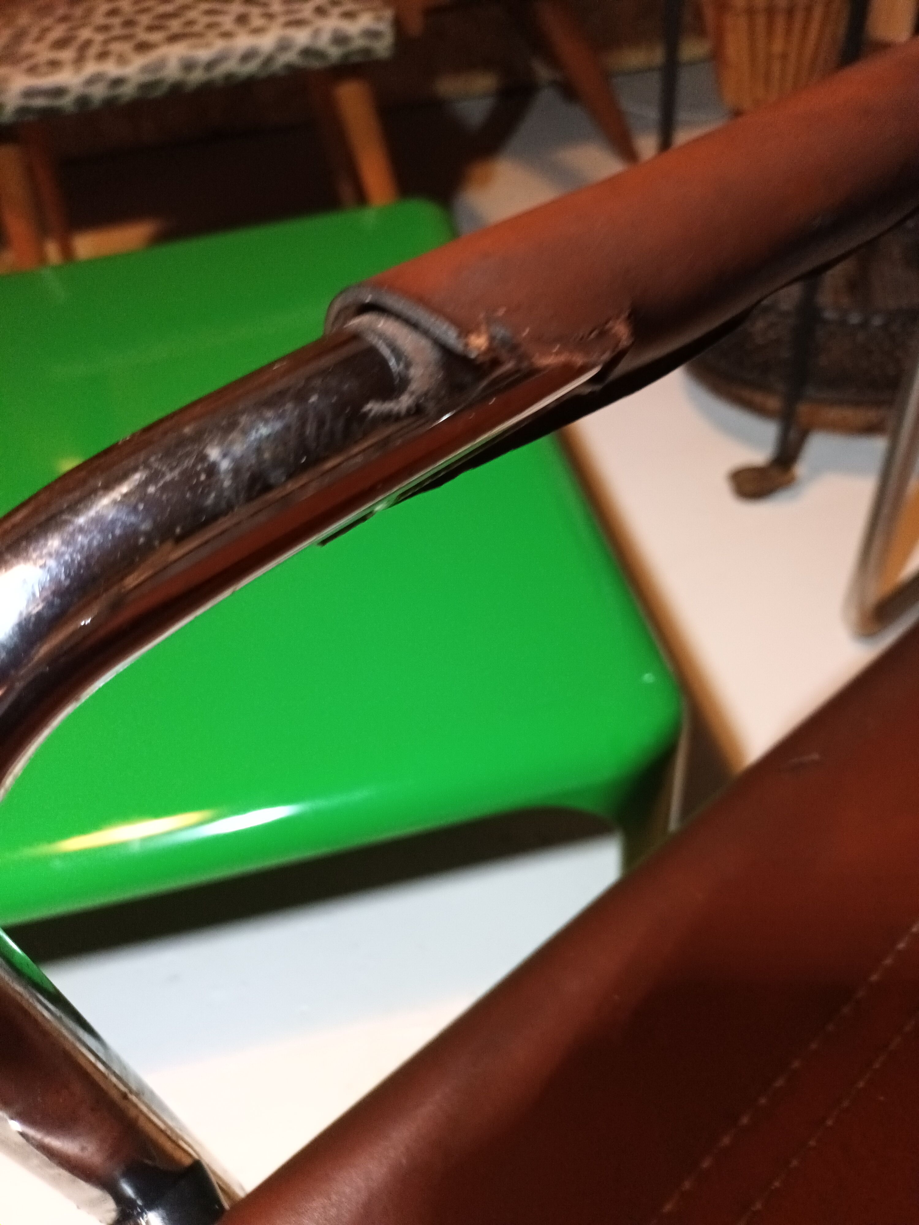 Set of 6 brown leather armchairs