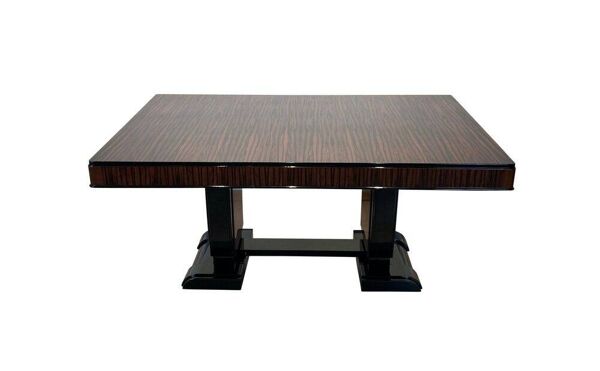 Ensemble de salle à manger extensible Art Déco français, 1930, ensemble de 9 pièces