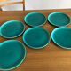 6 vintage flat earthenware plates