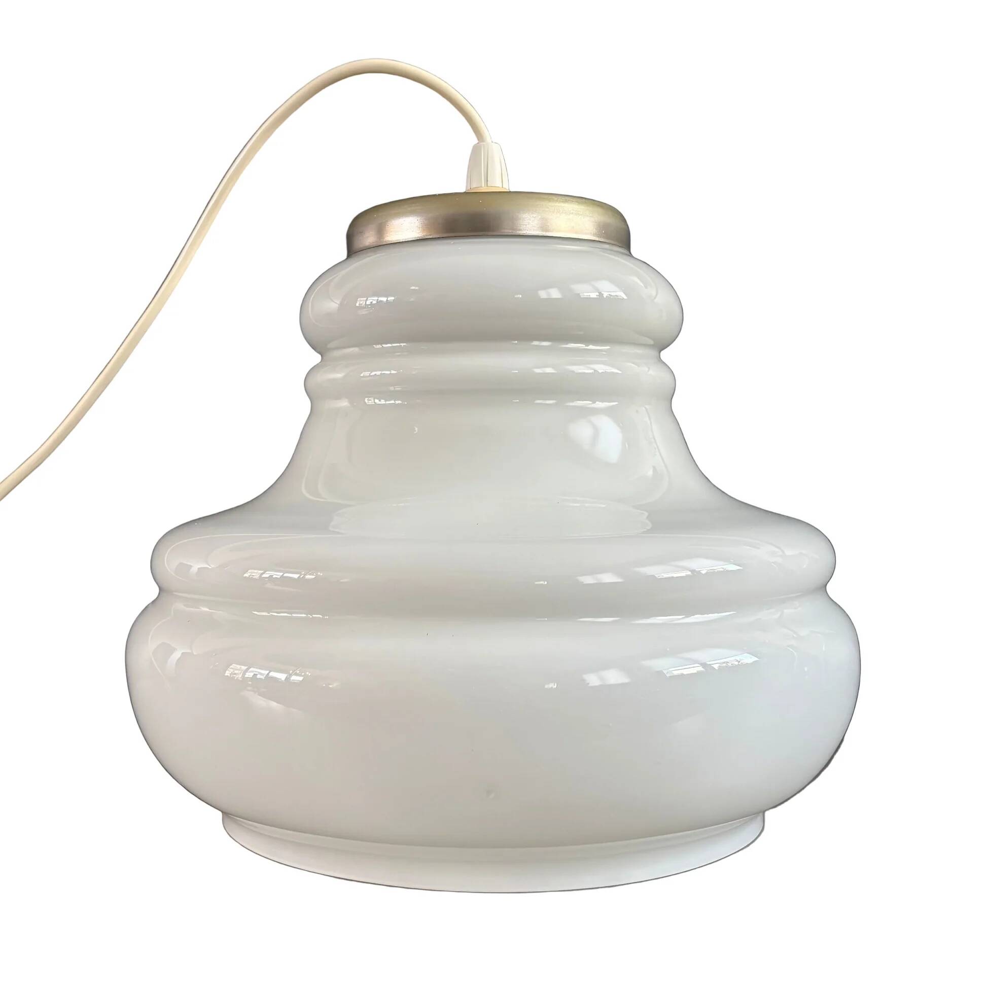 Suspension vintage en verre blanc