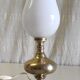 Table lamp in gilded brass and opaline globe - mid 20th century.