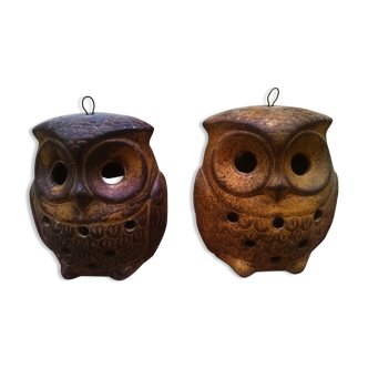 Pair of vintage photophore owls