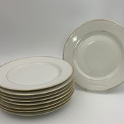 9 antique dessert plates white and gold porcelain from limoges william guerin - circa 1900