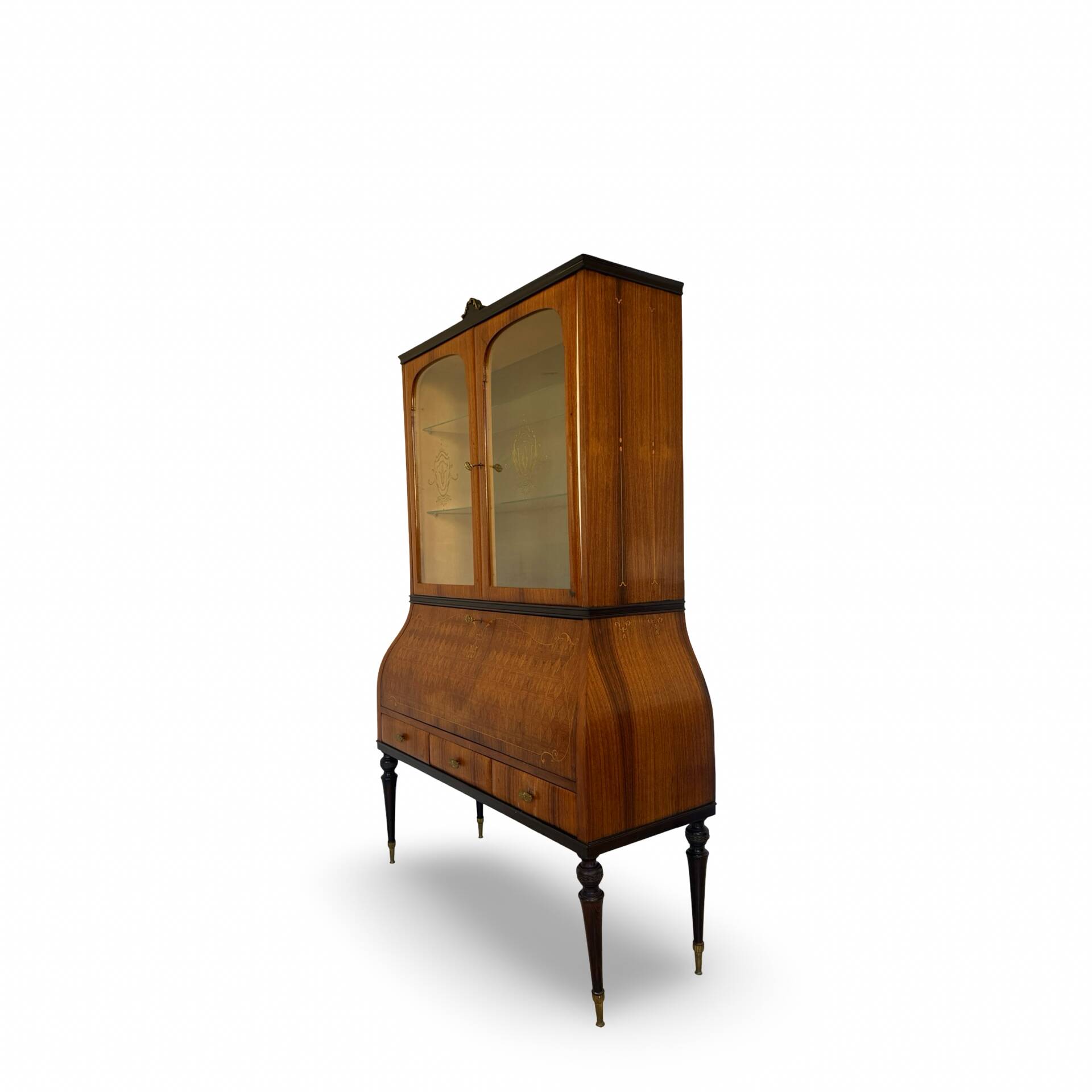 Secretary credenza in marquetry in the Italian Louis XV style from the mid-century, 1960.