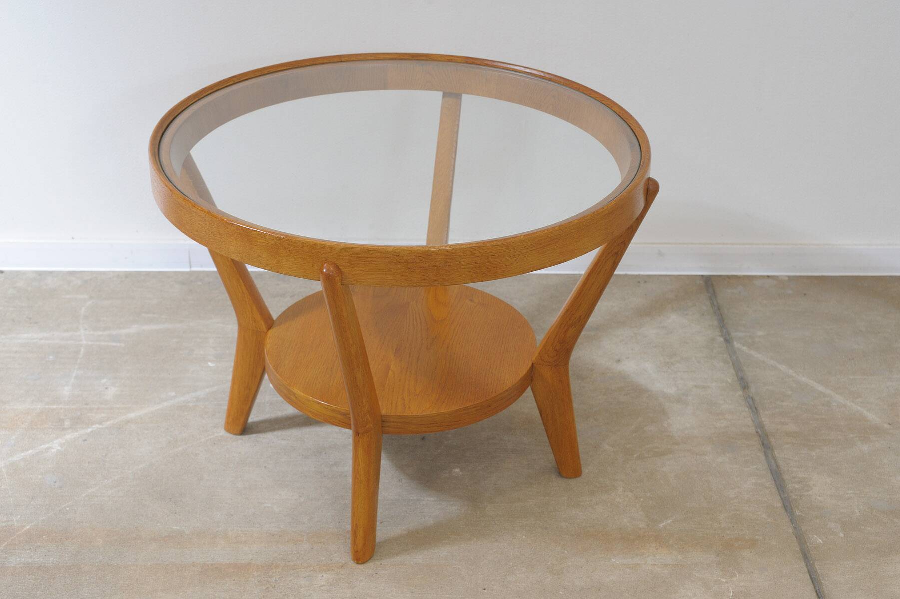 Table basse vitrée entièrement rénovée par Kropacek & Kozelka, 1944
