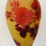 Gallé vase decorated with red roses
