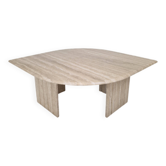 Travertine Coffee Table in Teardrop Shape, 1980's