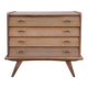 Commode vintage rénovée années 1960 en chêne profil incliné pieds compas