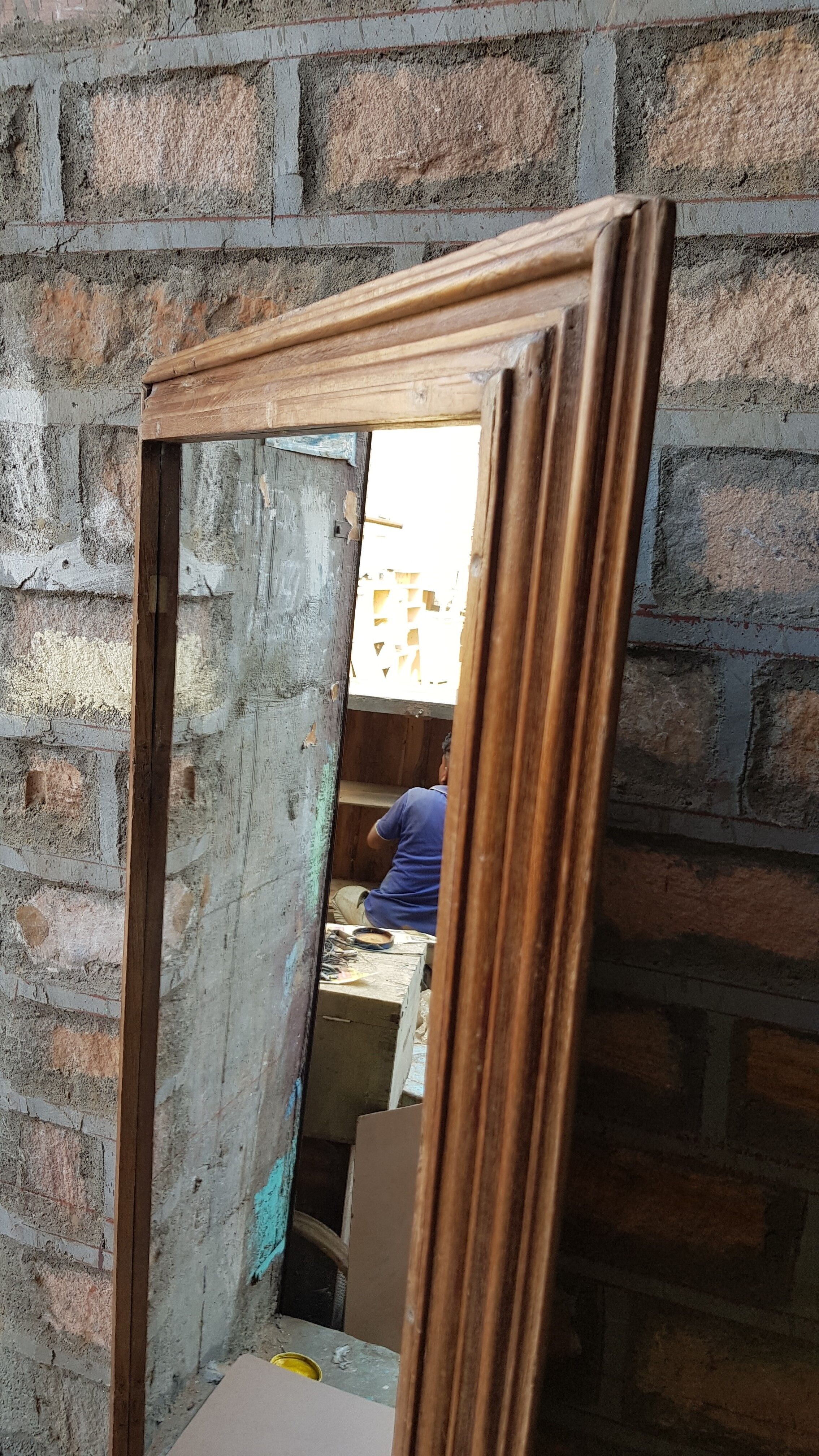 Ancient Burmese teak mirror