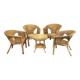 Ensemble de salon en rotin et osier italien des années 1950, quatre fauteuils et une table.
