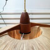 Sisal Ufo pendant lamp and vintage teak by Temde Leuchten