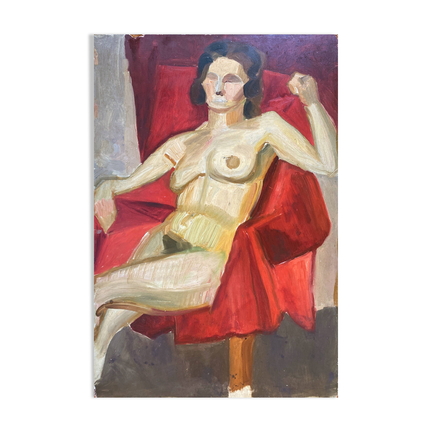 HSP Painting "Nude in the Red Chair" Model Post Cubist Workshop