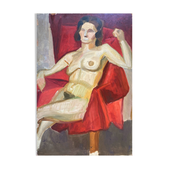 HSP Painting "Nude in the Red Chair" Model Post Cubist Workshop
