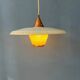 Vintage suspension by Louis Kalff in enamelled metal and opaline glass.