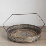Round tray with oriental brass handle - Ø26x17cm