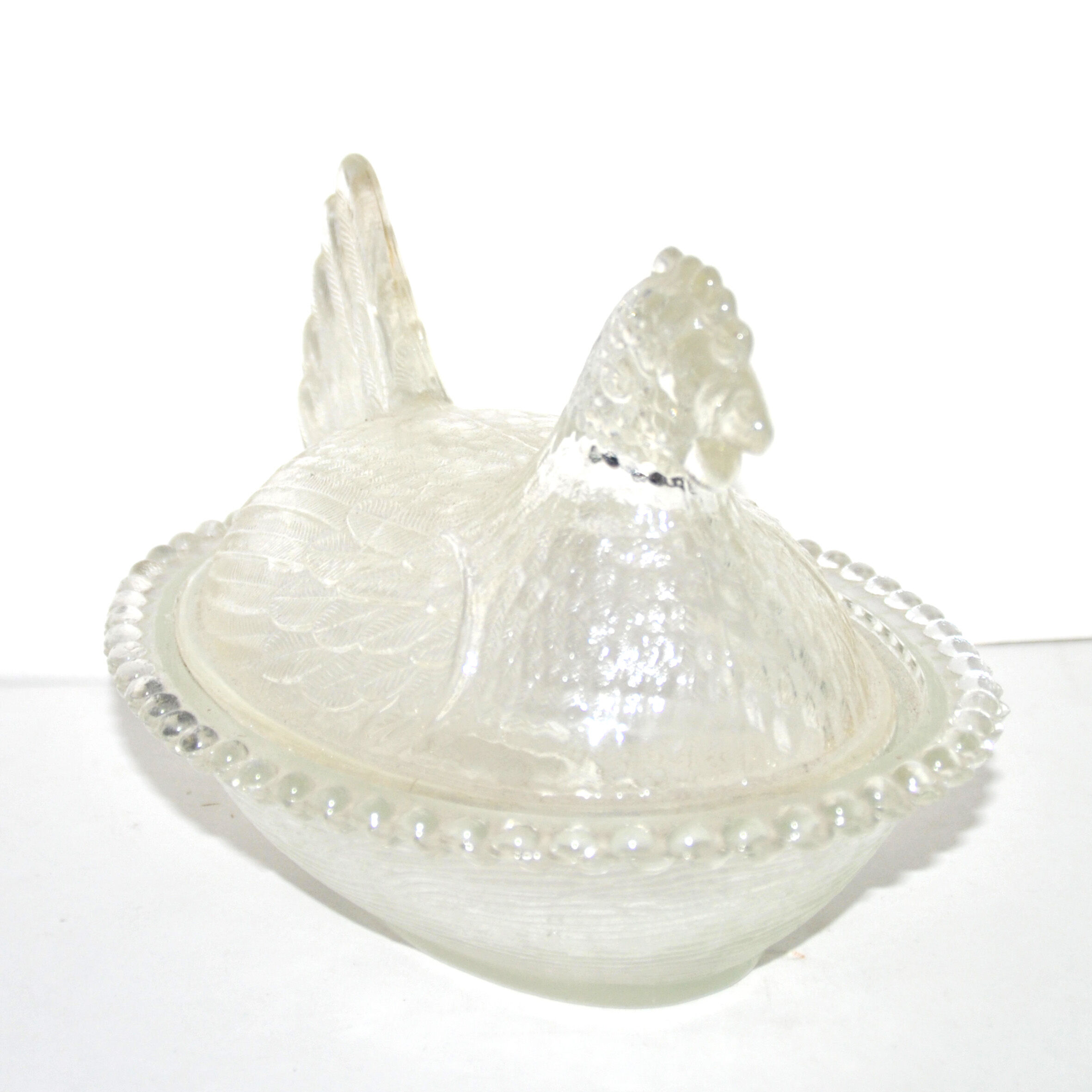 Box Bonbonnière Glass chicken - vintage chicken butter maker VERRERIE PORTIEUX