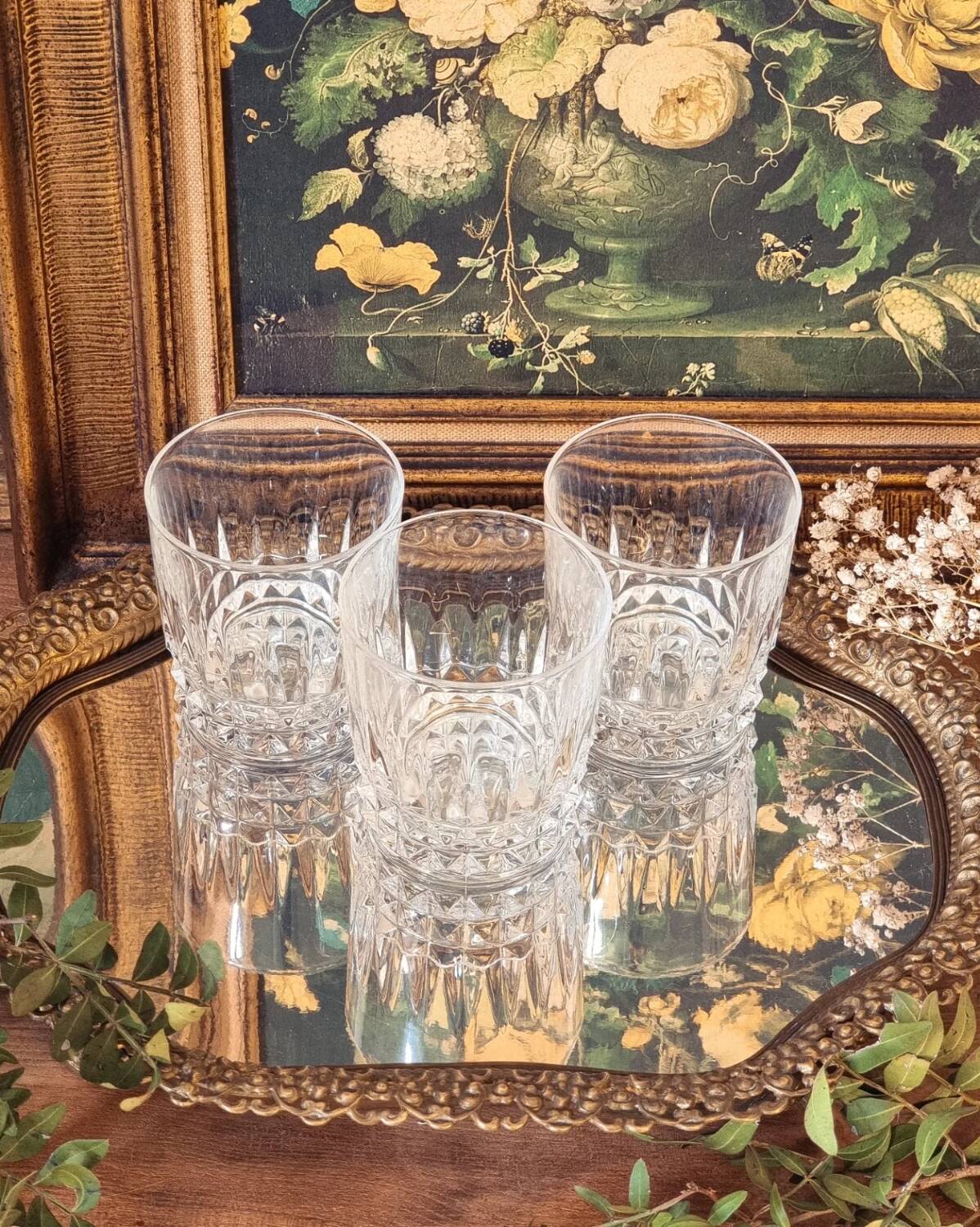 6 crystal water/whiskey glasses