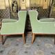 Pair of English armchairs green velvet