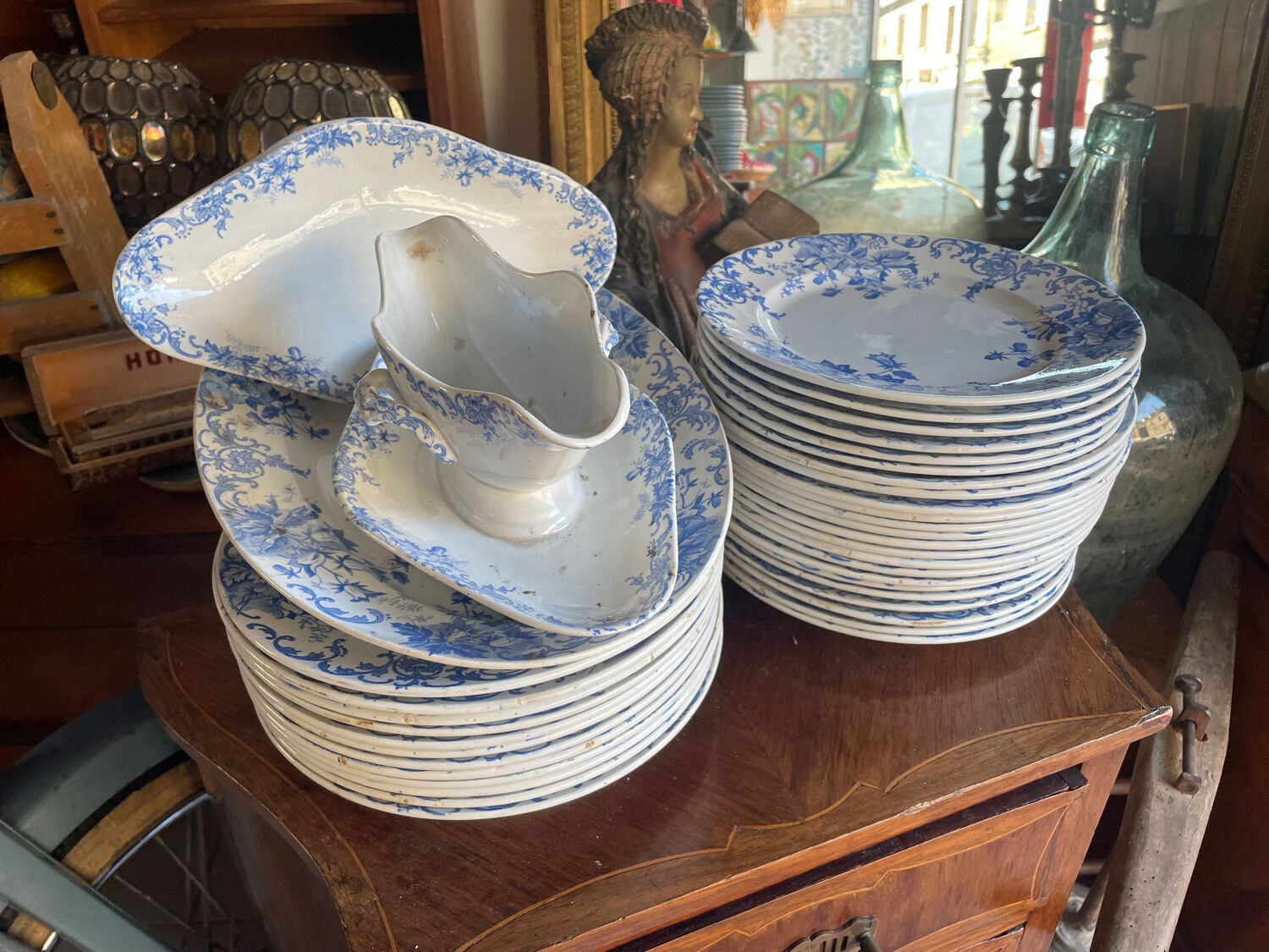 39-piece blue floral service - terre de fer