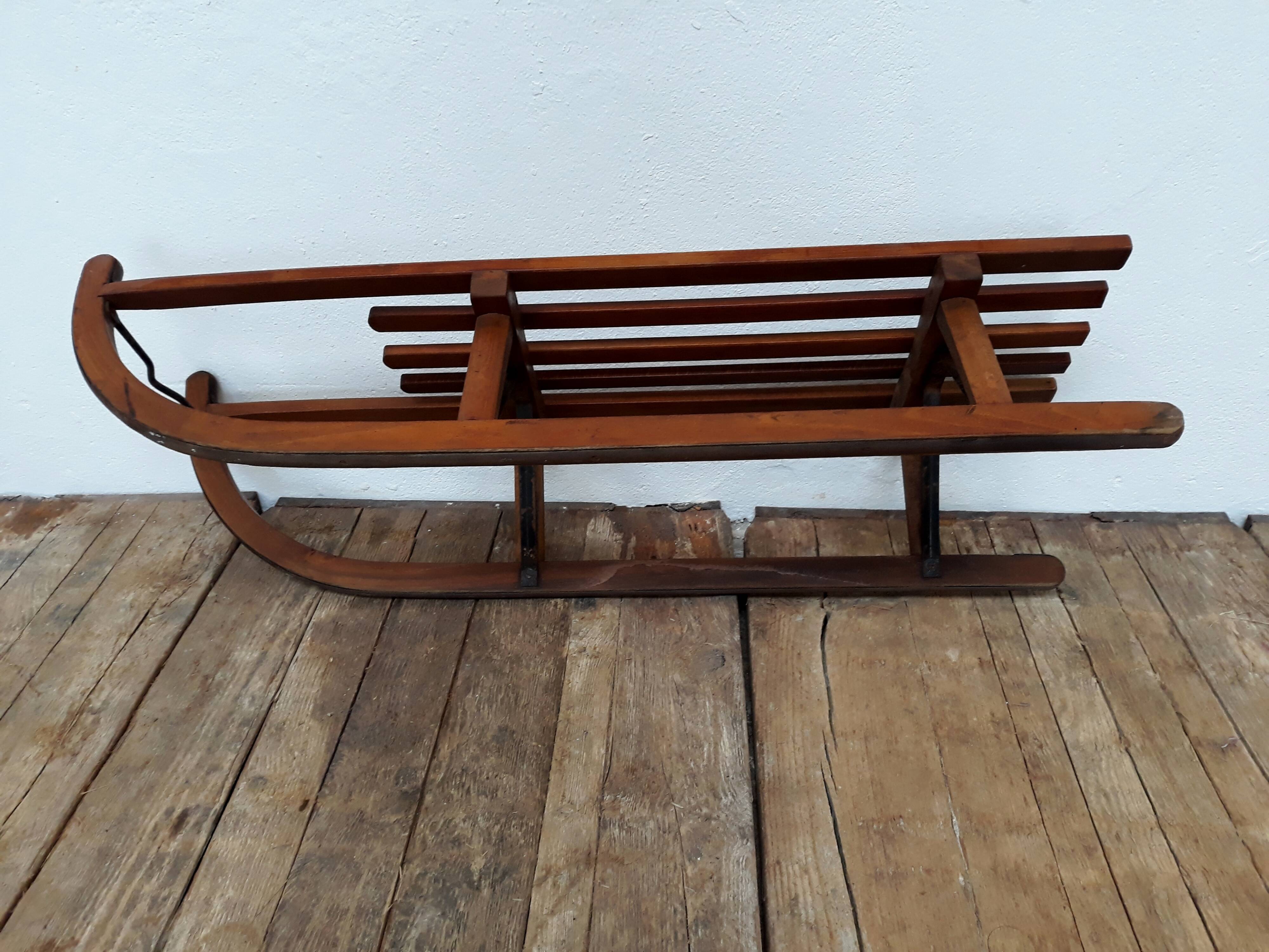 Old vintage wood and metal Davos sledge