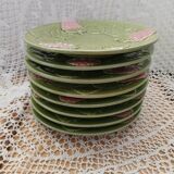 8 antique slip dessert plates