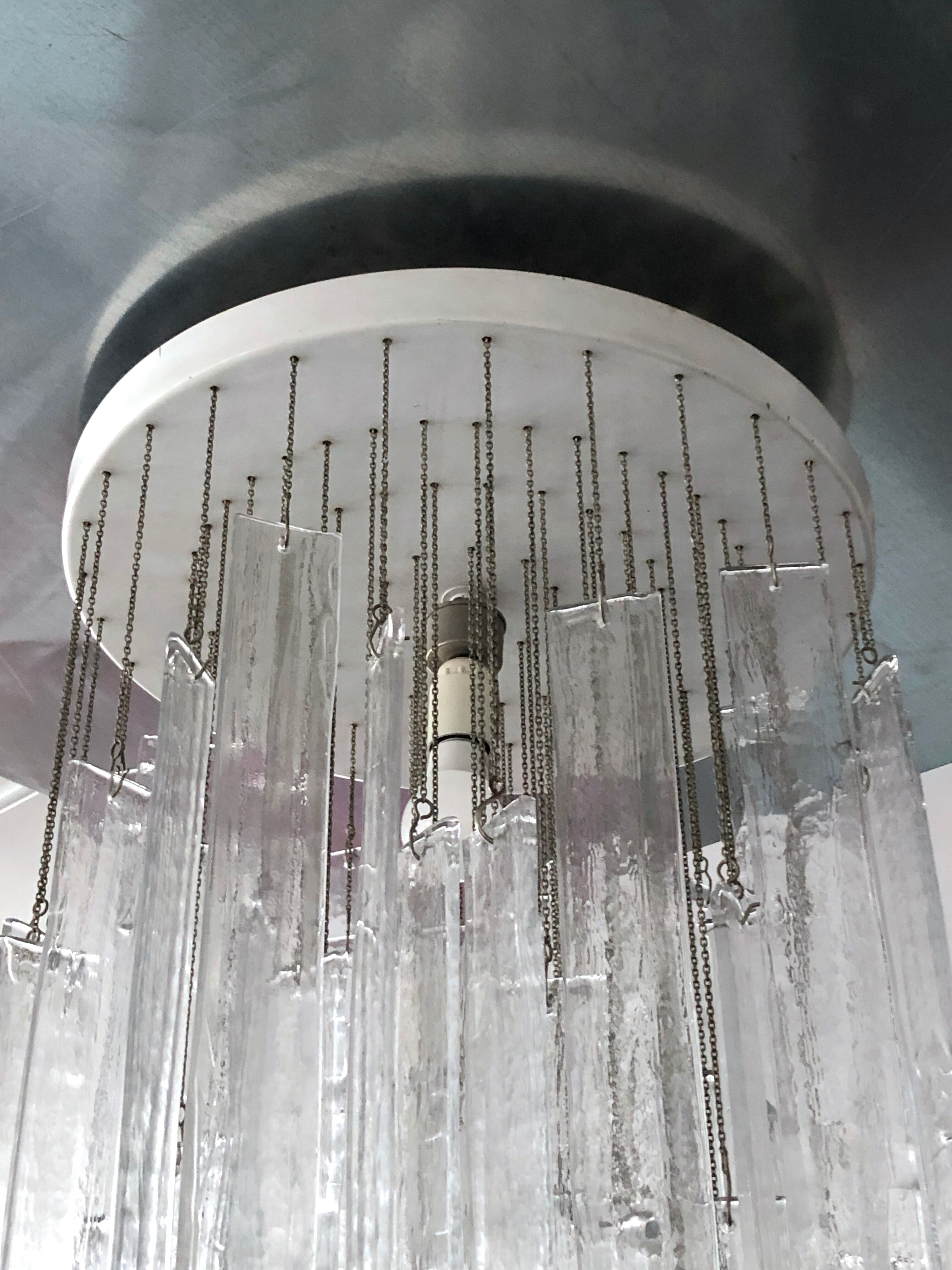 Mazzega, xl vintage clear murano glass elements chandelier from 70s