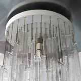 Mazzega, xl vintage clear murano glass elements chandelier from 70s