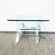Table basse carrée ' Tréteaux ' . Plexi & verre. Vintage 80s