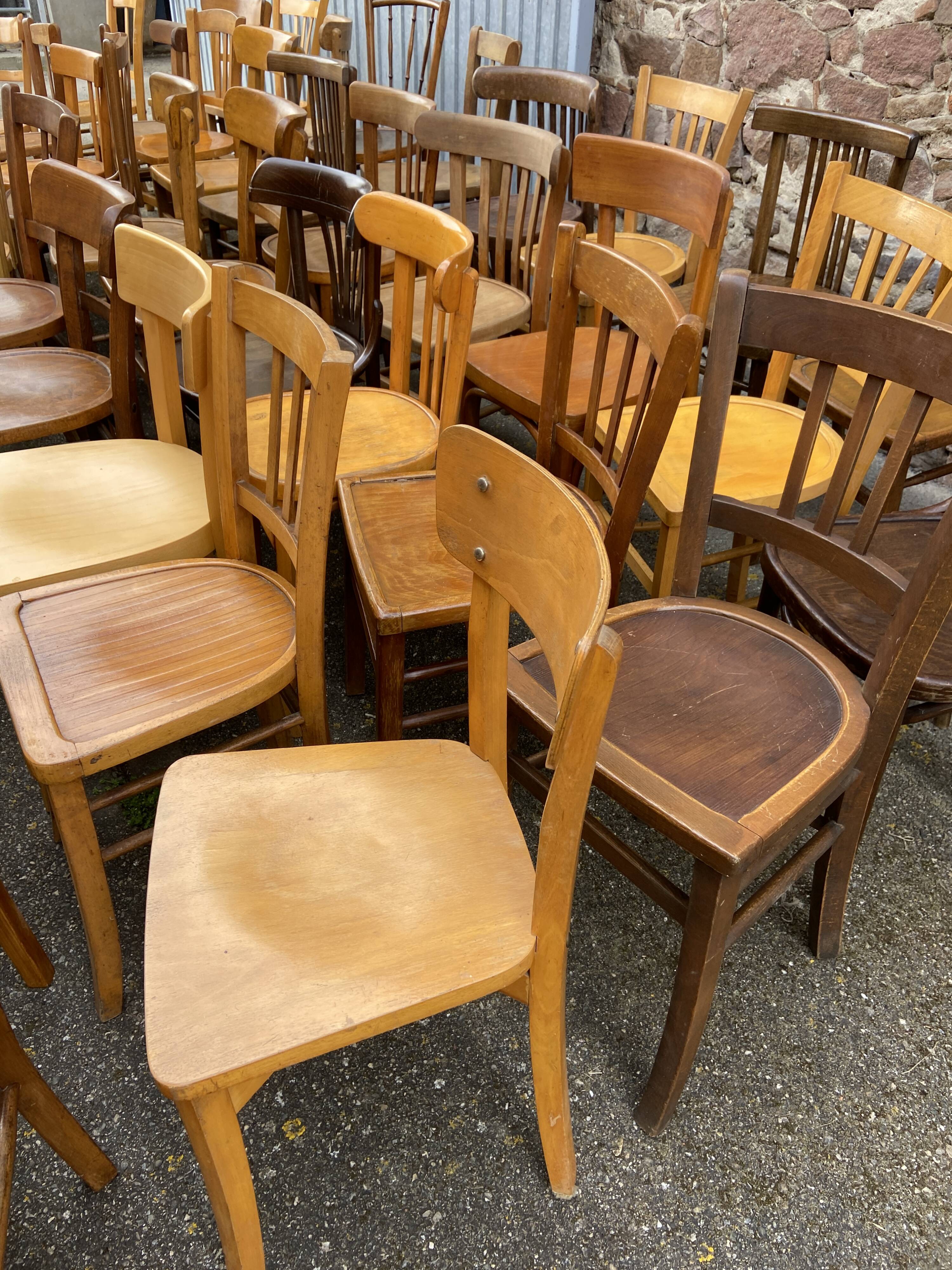 50 mismatched bistro chairs French Restaurant THonet mismatch wood bistro bentwood chairs baumann