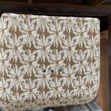 Vintage Mery armchair from the 1960s in brown patterned fabric with a chrome metal base.