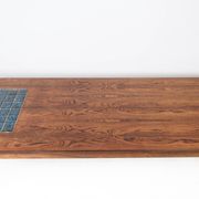 Coffee table in rosewood with blue tiles of Danish design from the 1960s