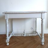 Henri II style desk in painted wood with trompe-l'oeil marble
