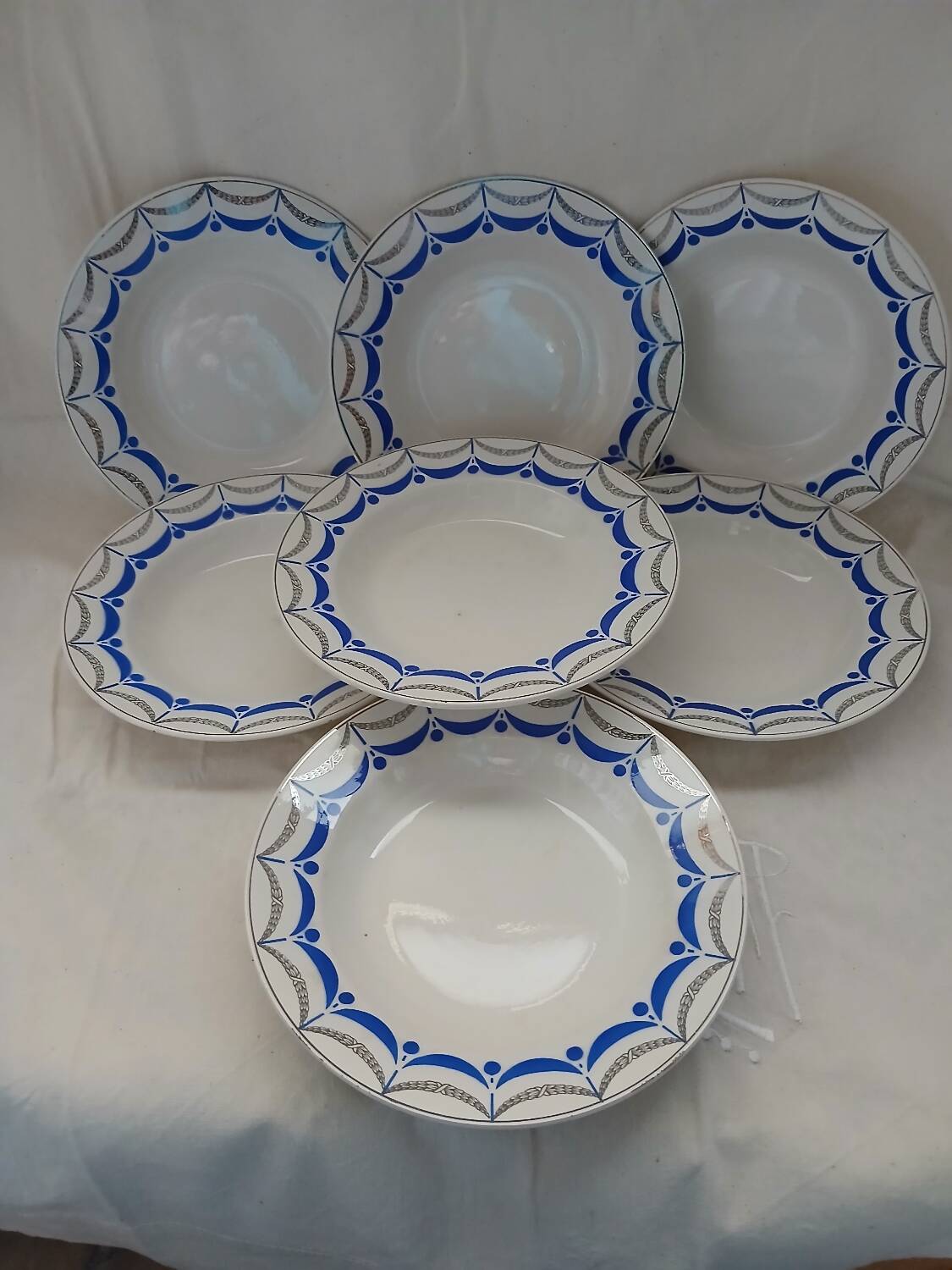 6 antique soup plates from Digoin and Sarreguemines