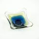 Art glass platter with organic form in blue and yellow, Europe, 1970s