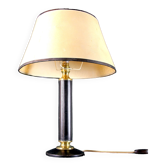 Mid-Century France Leather and Brass Table Lamp