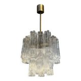 Elegant Contemporary Murano Glass Tronchi Chandelier in Burnished Metal