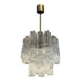 Chandelier Tronchi en verre de Murano contemporain élégant en métal patiné