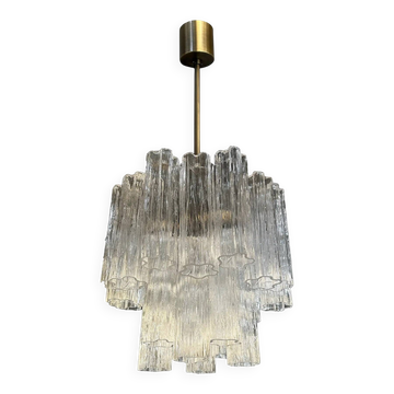 Elegant Contemporary Murano Glass Tronchi Chandelier in Burnished Metal
