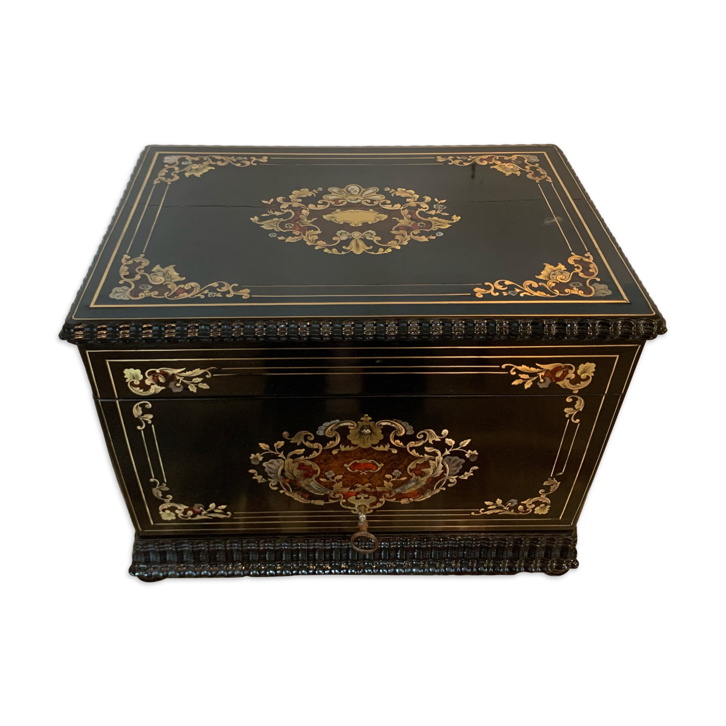 Complete liquor cellar Boulle Box Napoleon III Box Marquetry XIX century