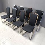 Vintage brass and chrome dining chairs set of 8 - 1970s