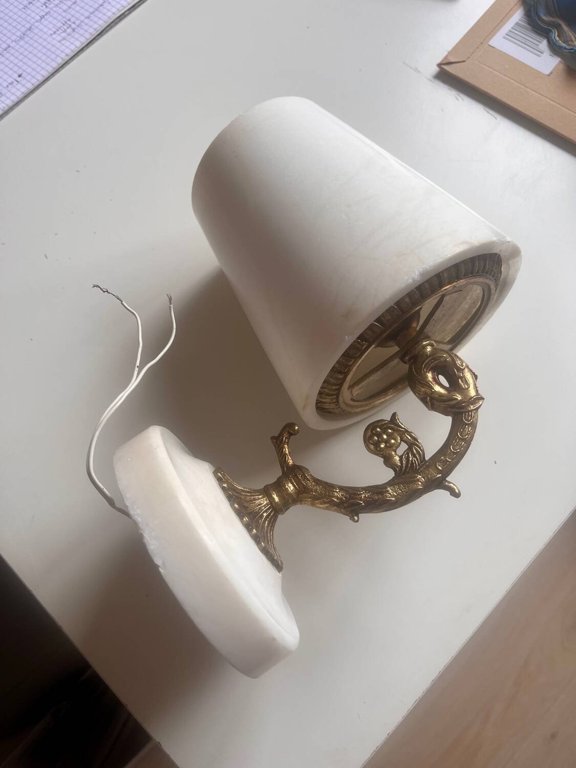Pair of marble wall lights