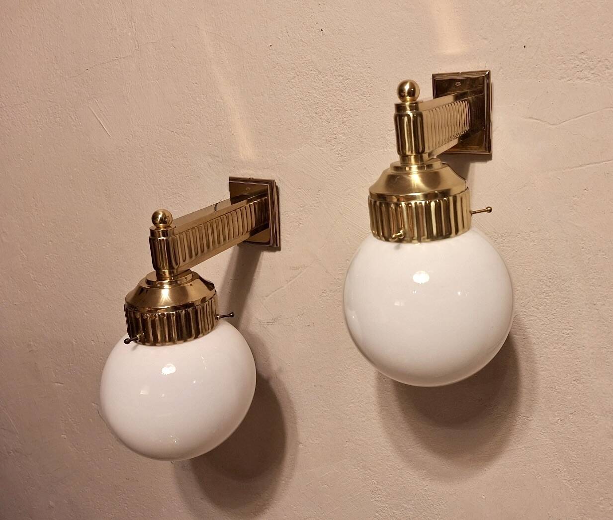 Pair of Astoria brass wall lights by Josef Hoffmann, WOKA Vienna re-edition