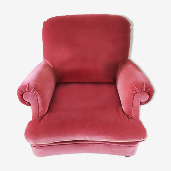 Fauteuil vintage velours rose