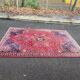 Handmade Persian rug, grey wool, knotted burgundy, 200x300cm